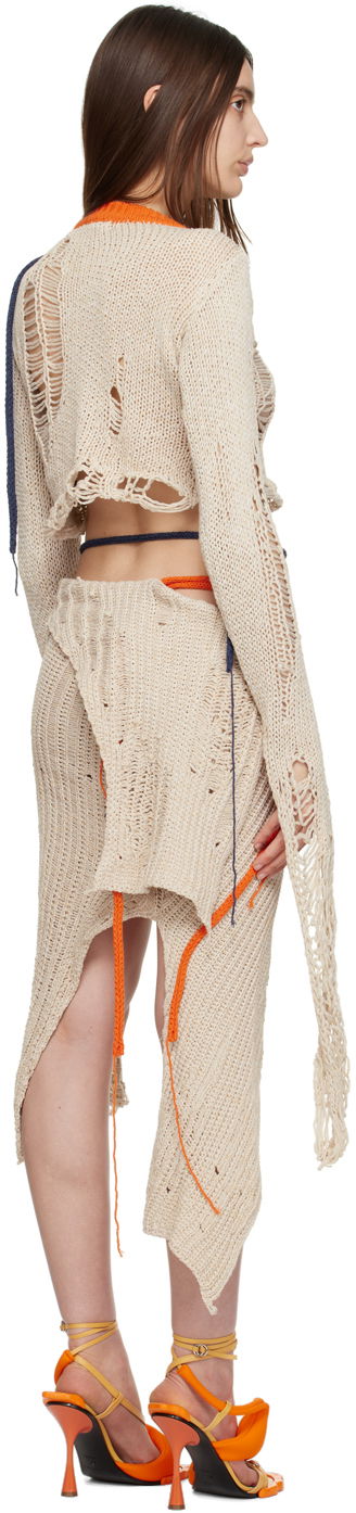 Nederdel Ottolinger Ottolinger Distressed Knit Top Beige | 705101, 2