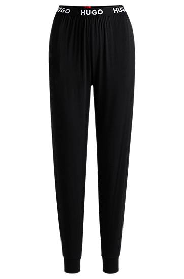 Joggingbukser BOSS HUGO Stretch-Jersey Pyjama Bottoms with Logo Waistband Sort | 50490703, 0