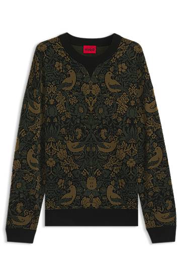 Sweater BOSS Relaxed-Fit Tapestry Jacquard Sweater Grøn | 50543788