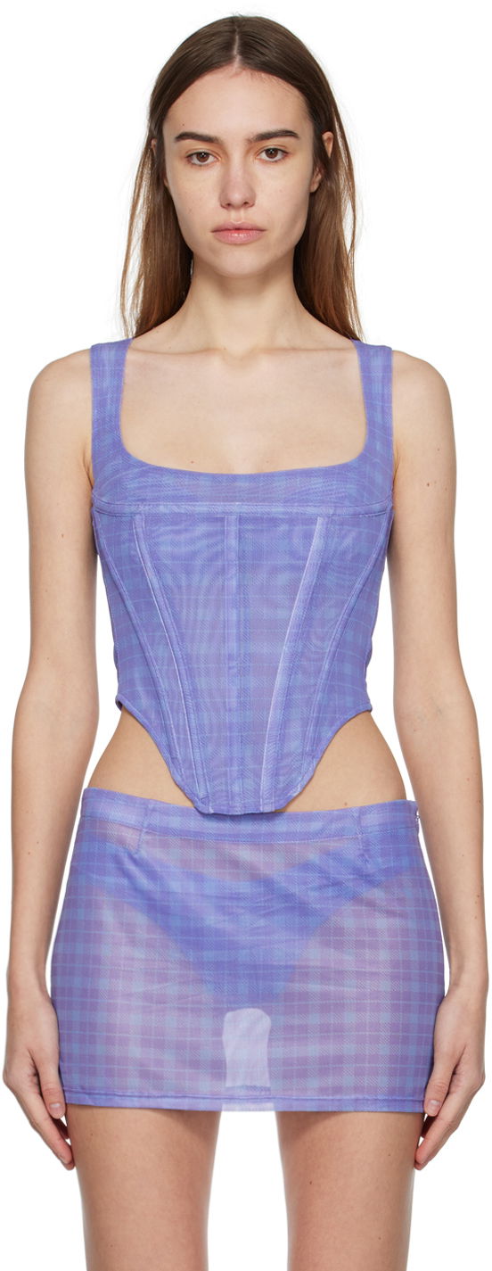 Nederdel Miaou Miaou Campbell Plaid Tank Top Lilla | 7020PM1BPP