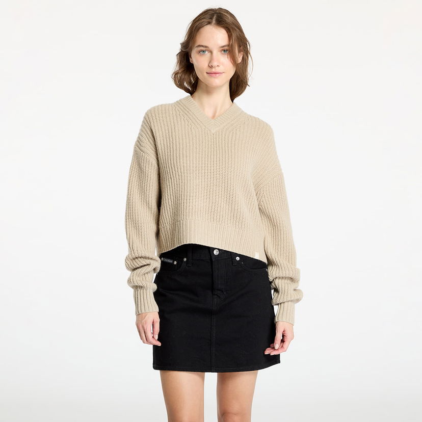 Sweater CALVIN KLEIN Chunky V-Neck Sweater Pelican Beige | J20J224635 PD7