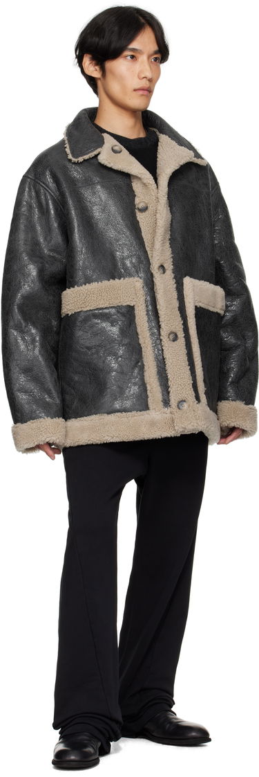 Jakke Maison Margiela MM6 Maison Margiela Crackled Reversible Shearling Jacket Sort | SH0AM0063 M07010, 3
