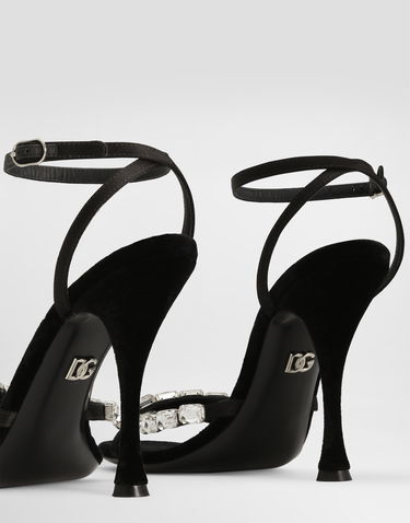 Sneakers og sko Dolce & Gabbana Satin Sandals With Gemstone Embellishment Sort | CR1821A6I688S488, 3