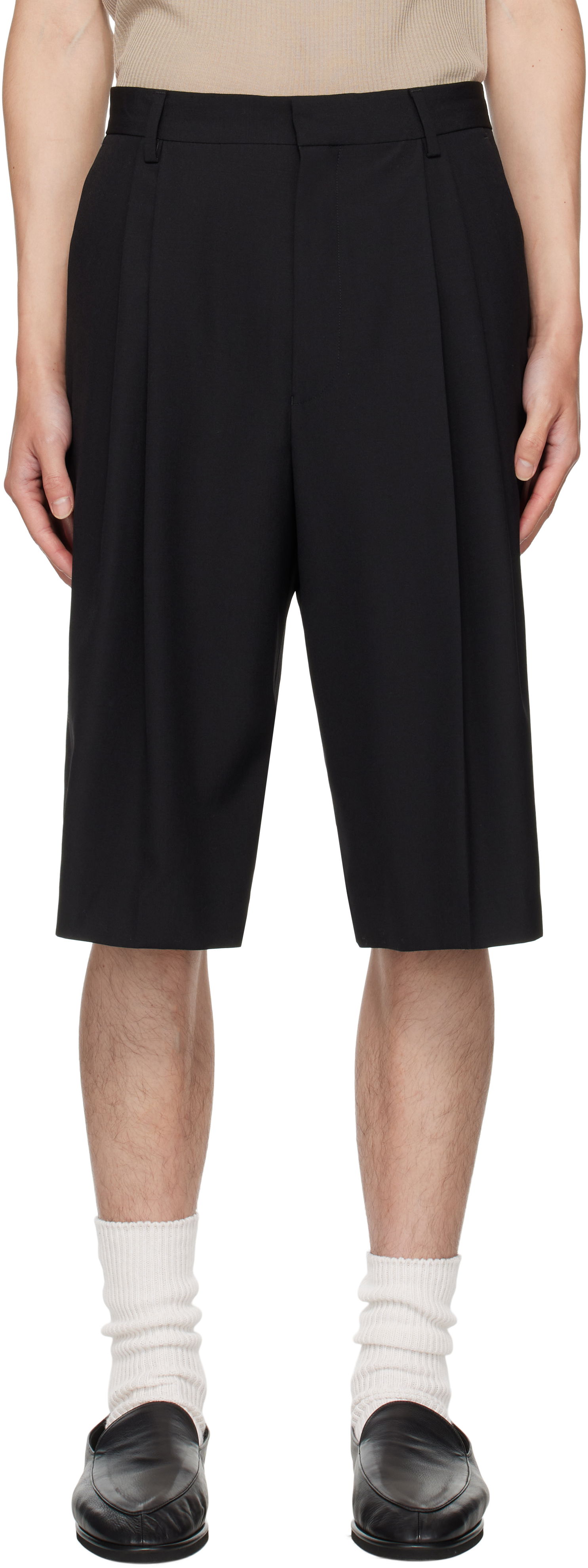 Shorts Dries Van Noten Dries Van Noten Wool Pleated Shorts Sort | 252-020935-2057, 0
