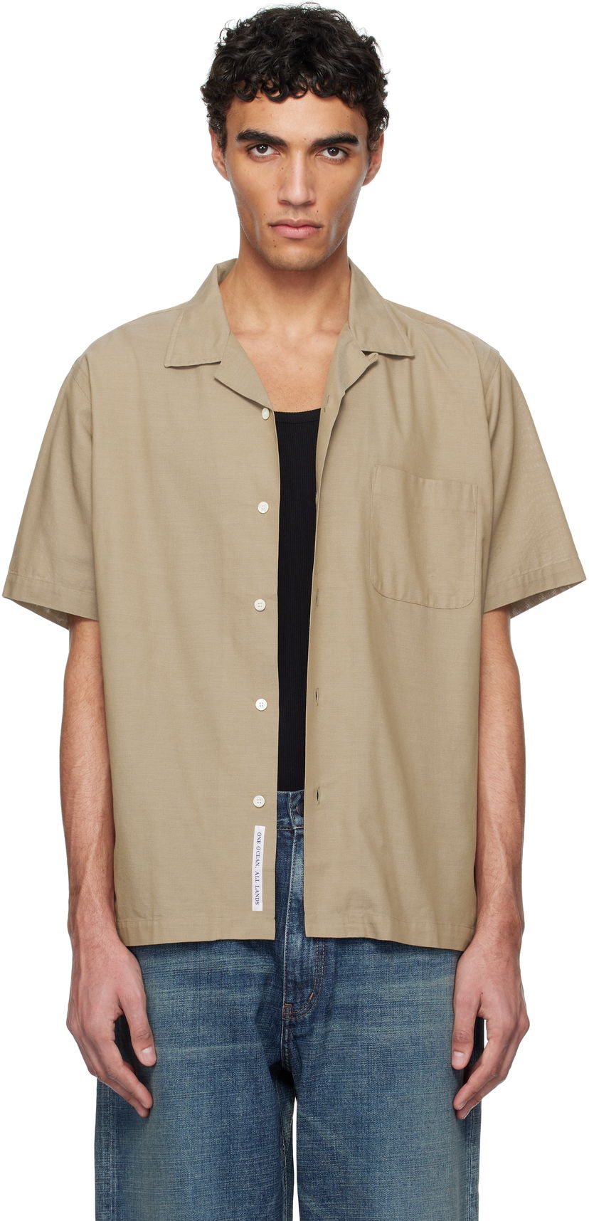 Skjorte NANAMICA Nanamica Open Collar Panama Short Sleeve Shirt Beige | S25SG119U