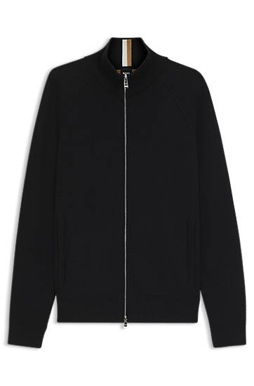 Sweater BOSS Zip-up cardigan in cotton and virgin wool Sort | 50543150