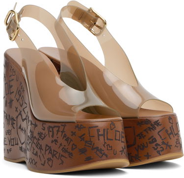 Skopleje CHLOÉ Chloe Maxime Wedge Sandals Brun | CHC25U09ZRT, 3