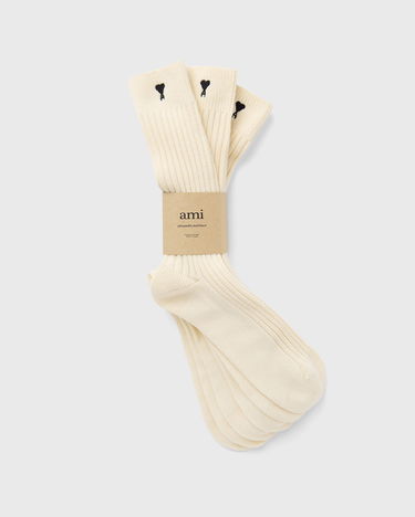 Sokker AMI AMI De Coeur Ribbed Socks 3-Pack Hvid | USC611.AK0007-150, 3