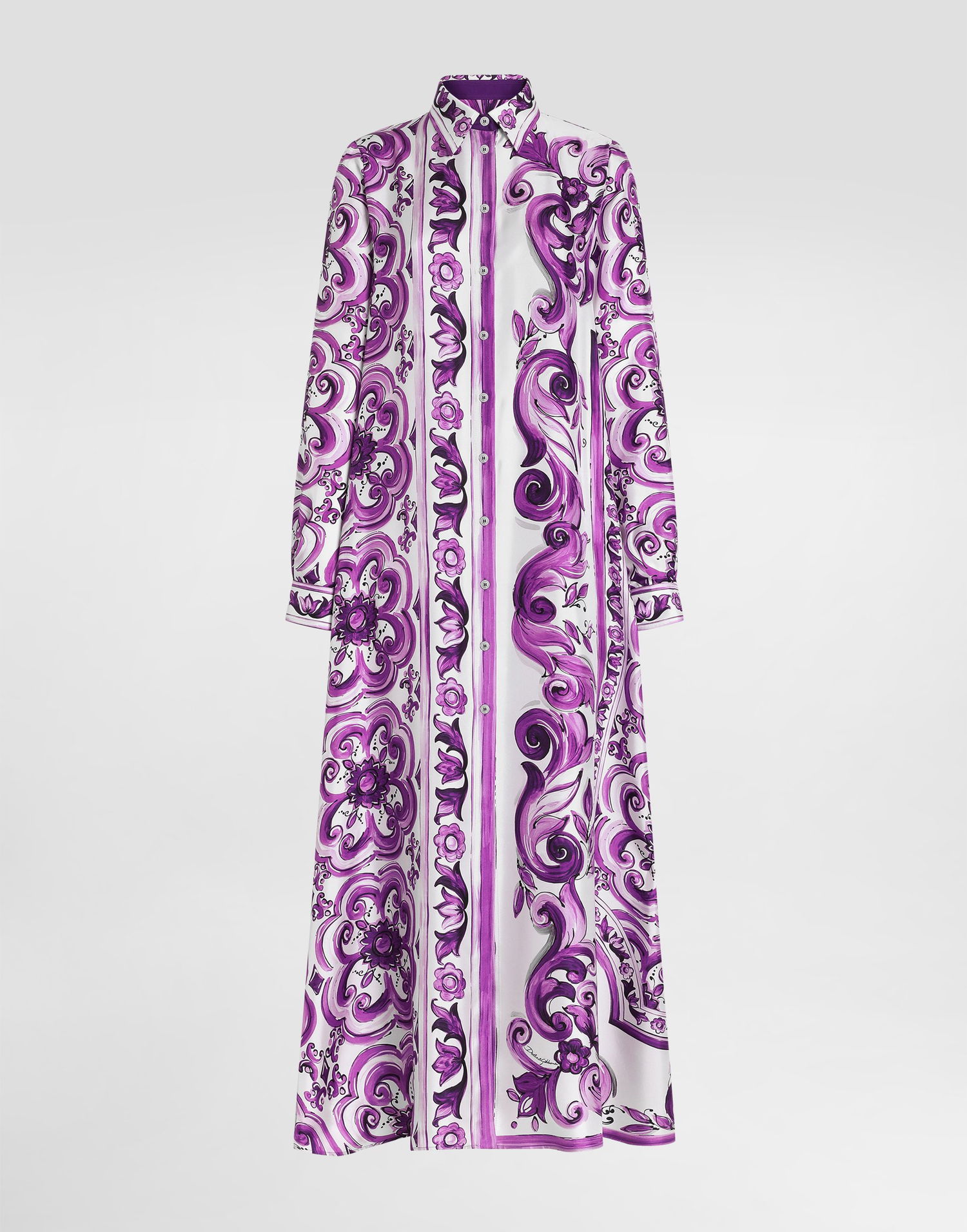 Kjole Dolce & Gabbana Dolce & Gabbana Majolica-Print Twill Shirt Dress Lilla | F6TYQTHI1TKIP3TN, 0