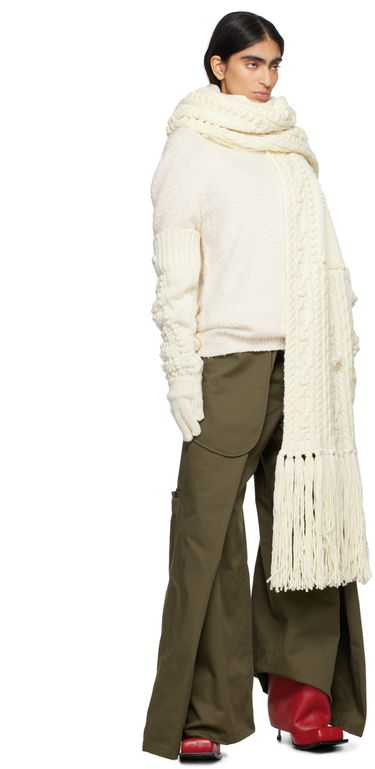 Sweater Jean Paul Gaultier Knitted Scarf With Fringe Hvid | 24/31-U-EC050-M080-64, 2