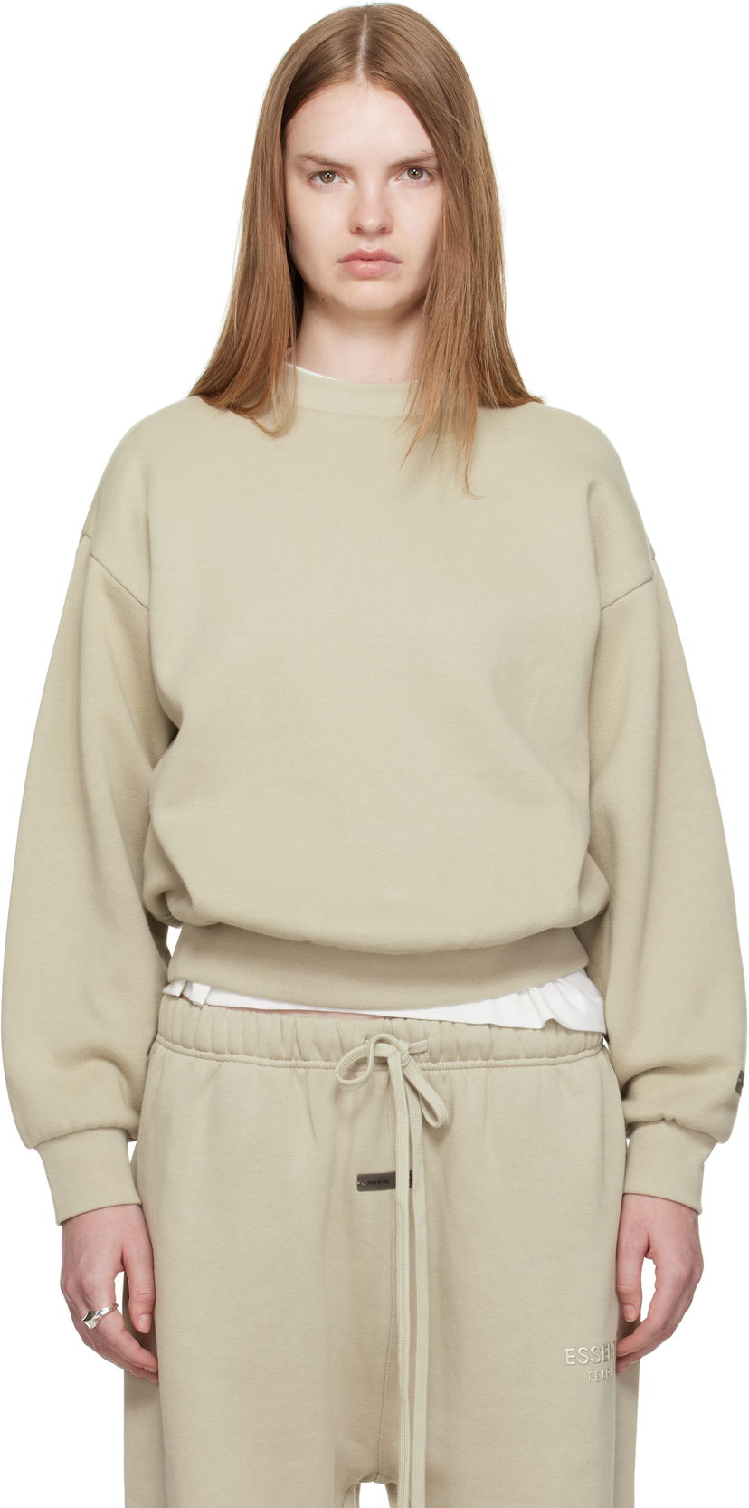 Sweatshirt Fear of God Fear of God ESSENTIALS Classic Fit Crewneck Sweatshirt Beige | 192SP255556FW