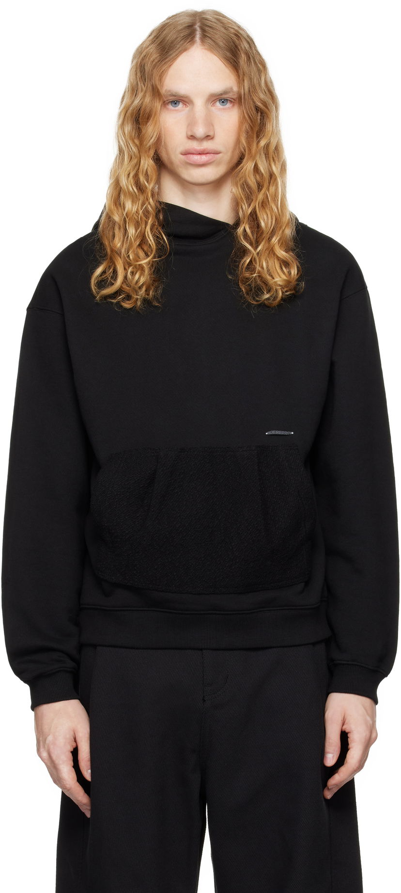 Sweatshirt ADER ERROR Black Patch Pocket Hoodie Sort | BN01FWHD0106BK