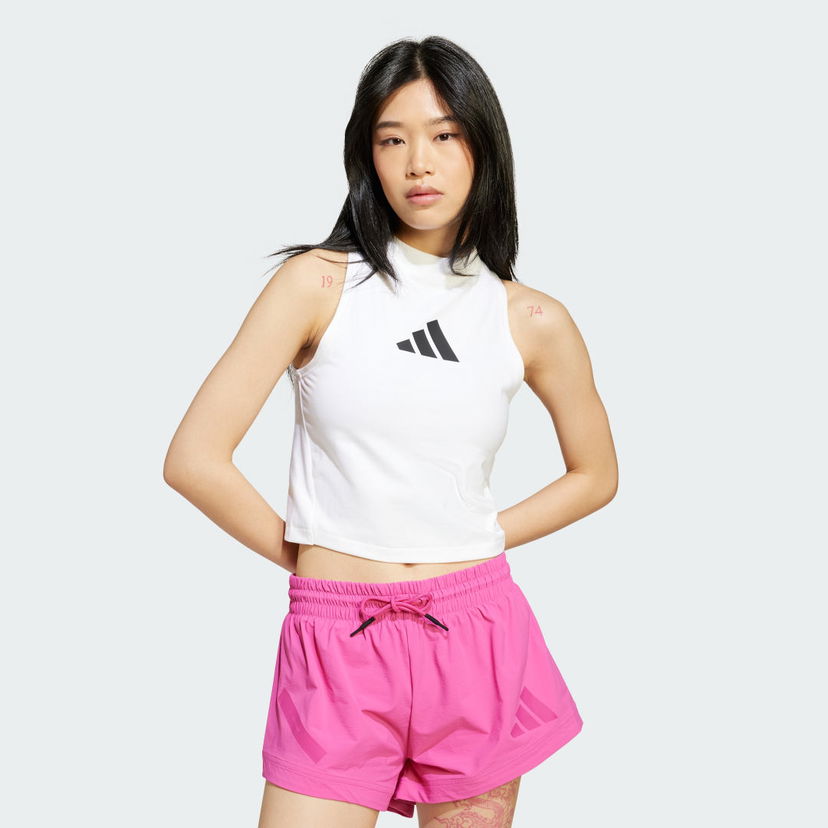Tanktop adidas Performance Cropped Mock Neck Training Tank Top Hvid | JX4316