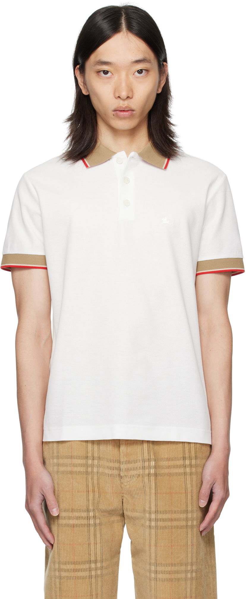 Polo skjorte Burberry Burberry Logo Collar Polo Hvid | 8110096