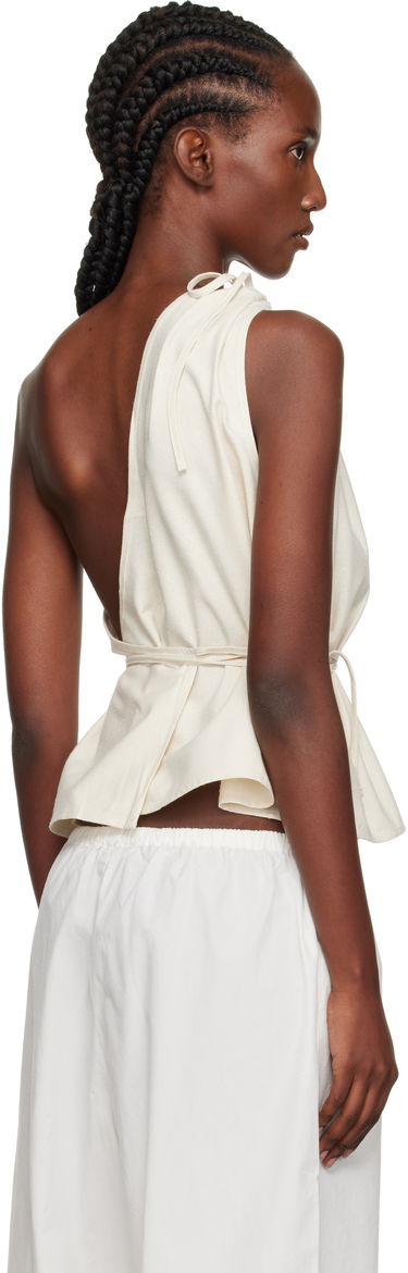 Tanktop Baserange Baserange One Shoulder Tie Waist Top Hvid | TSVI-WS-AU25, 2