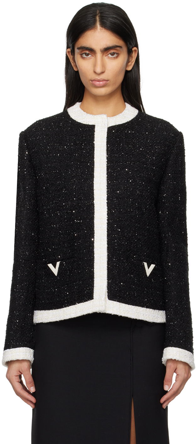 Jakke Valentino Black Metallic Jacket Sort | 4B3CE27P8C8, 0