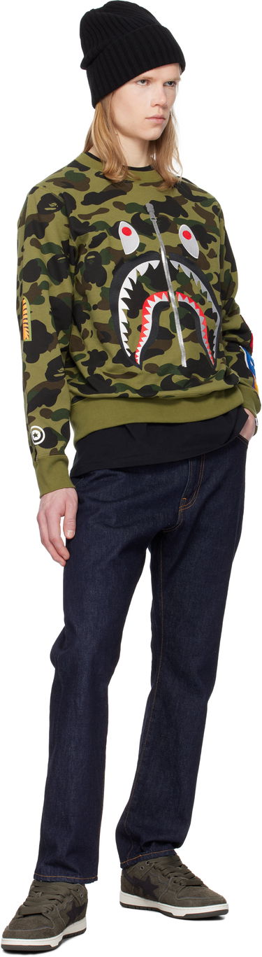 Sweatshirt BAPE A Bathing Ape 1st Camo Shark Crewneck Sweatshirt Grøn | 001SWK801010M, 3