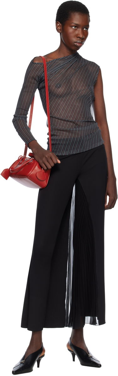 T-shirt Courrèges Courrèges Asymmetric Striped Mesh Top Sort | 125JTO387PR0099, 3