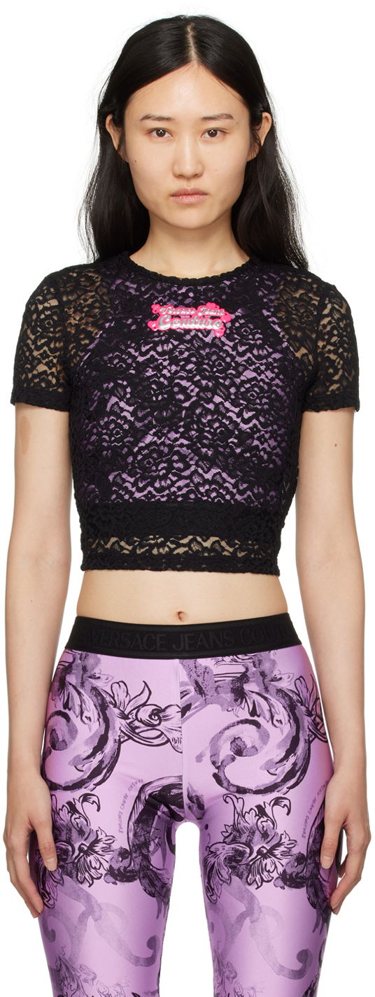 Crop top Versace Patch T-Shirt Sort | E76HAH6B2_EJ0132, 0