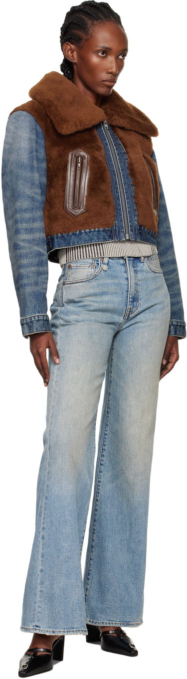 Jakke R13 R13 Cropped Denim & Faux Fur Jacket Blå | R13WD178-D246A, 3