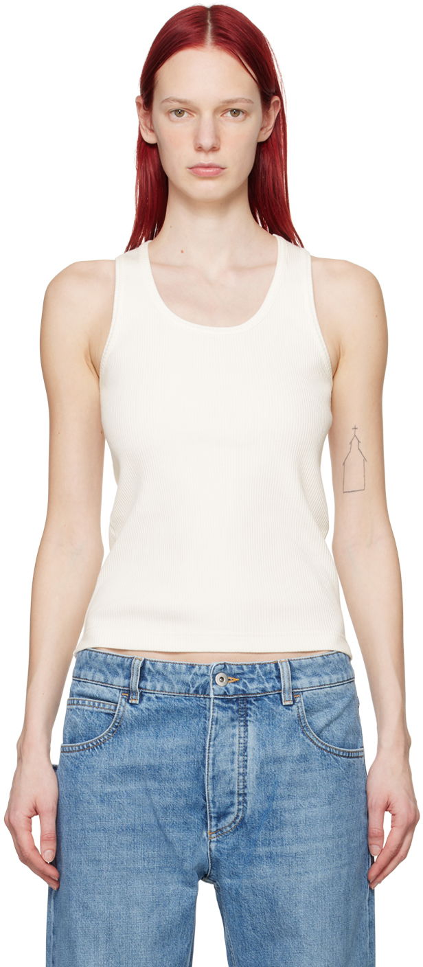 Tanktop Bottega Veneta Rib Tank Top Hvid | 789616 V3Z60