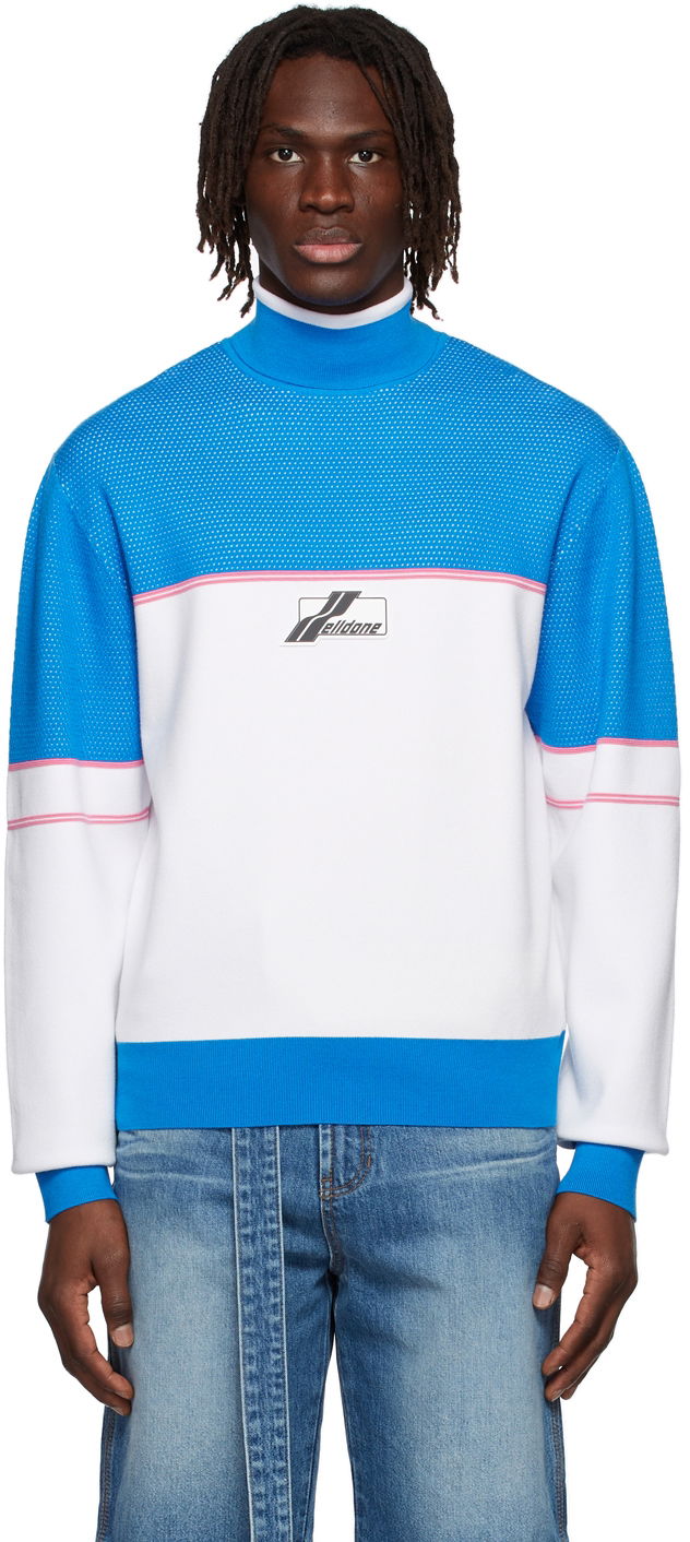 Sweater We11done We11done Mock Neck Sweater Blå | WD-KT1-22-617-U-BL