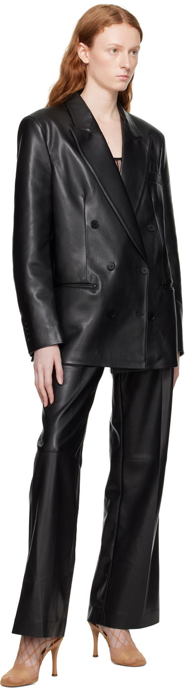 Jakke Stella McCartney Stella McCartney Oversized Faux-Leather Blazer Sort | 6500653BU393, 3