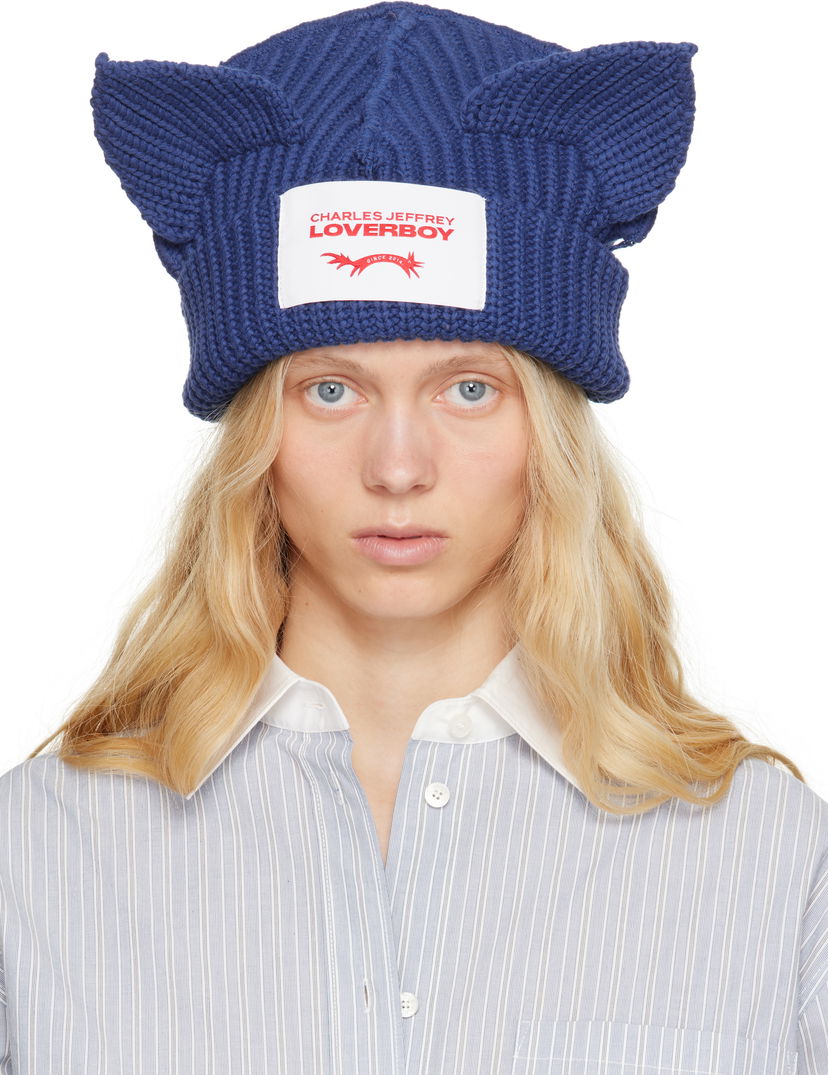 Beanie Charles Jeffrey Loverboy Charles Jeffrey LOVERBOY Chunky Knit Ears Beanie Blå | 54130301