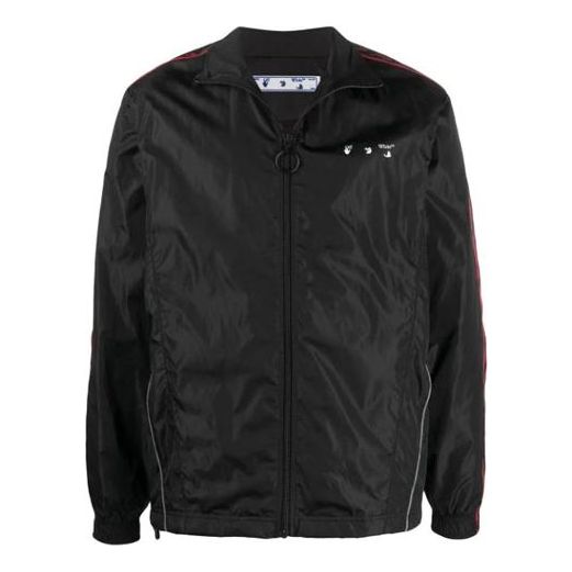 Vindjakke Off-White Logo Printing Zipper Sports Jacket Sort | OMBD022R21FAB0021001