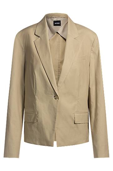 Jakke BOSS BOSS Airy Stretch Cotton Single-Button Blazer Beige | 50537453, 0