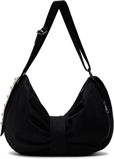 Skuldertaske Simone Rocha Simone Rocha Pearl-Embellished Sling Bow Bag Sort | BAG199B 0761, 0