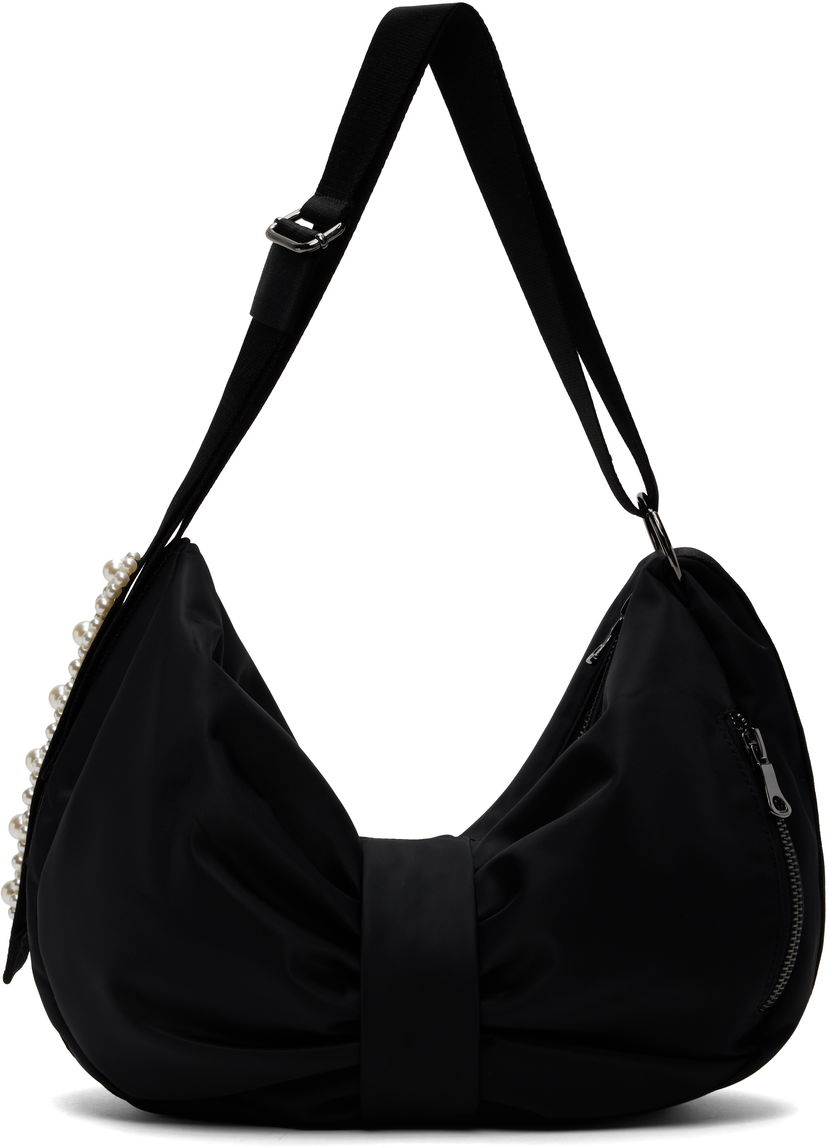 Skuldertaske Simone Rocha Simone Rocha Pearl-Embellished Sling Bow Bag Sort | BAG199B 0761