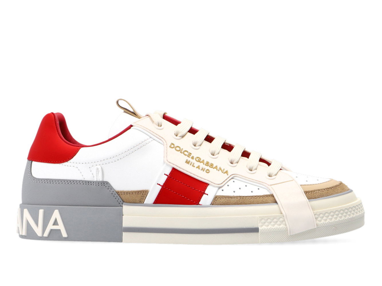 Sneakers og sko Dolce & Gabbana Custom 2.Zero Low Beige White Grey Red Hvid | CS1863 AO754 8K703, 0