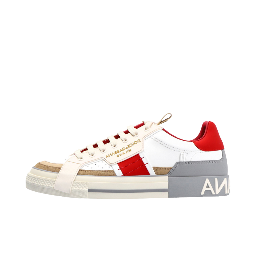 Sneakers og sko Dolce & Gabbana Custom 2.Zero Low Beige White Grey Red Hvid | CS1863 AO754 8K703