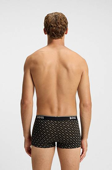 Boksere BOSS Assorted three-pack of solid and patterned trunks in stretch cotton Flerfarvet | 50554443, 1