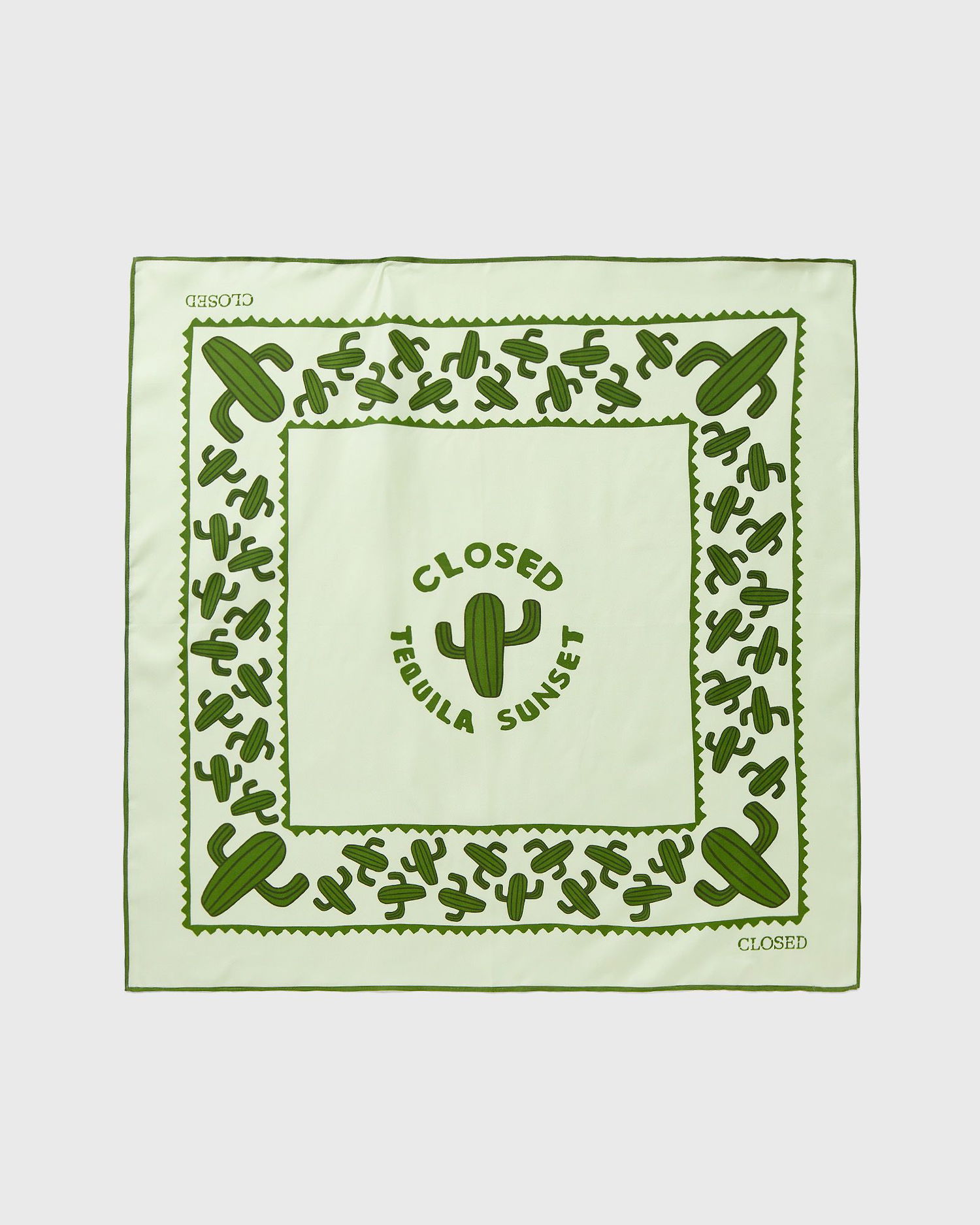 Tørklæde CLOSED Tequila Sunset Cactus Print Silk Scarf Grøn | C80802-27D-PR-654, 1