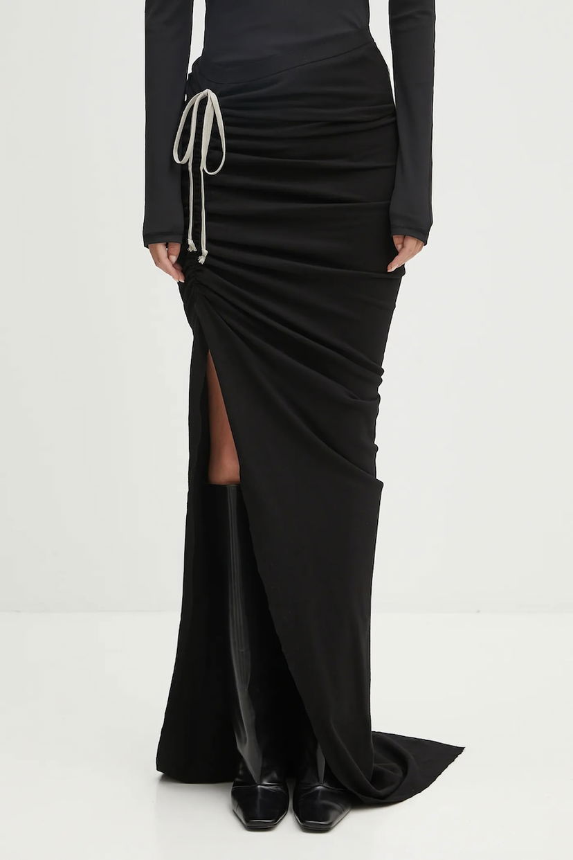Nederdel Rick Owens Rick Owens DRKSHDW Soft Edfu Long Maxi Skirt Sort | DS02E7337.JDB