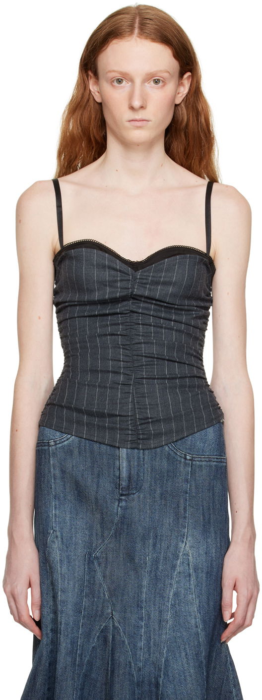 Tanktop Miaou Miaou Renzo Pinstriped Tank Top Grå | 7064PSWBRI