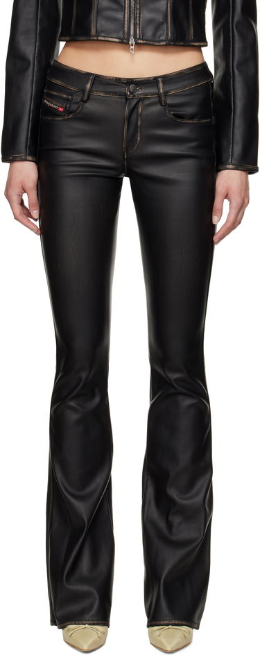 Jeans Diesel Diesel P-Stellar-Q1 Faux-Leather Flare Trousers Sort | A16701 0IKAR, 0