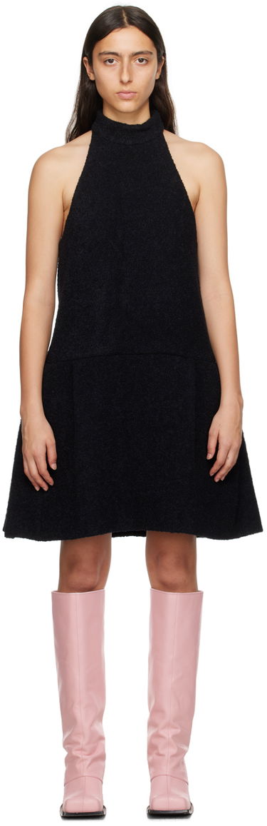 Kjole We11done We11done Pleated Halter Neck Minidress Sort | WD-OP3-23-106-W-BK, 0