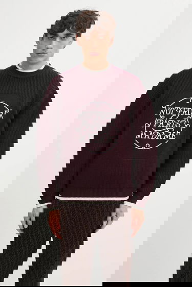 Sweater Drôle de Monsieur Slogan Ribbed Sweater Bourgogne | I.PO184.WO007, 0