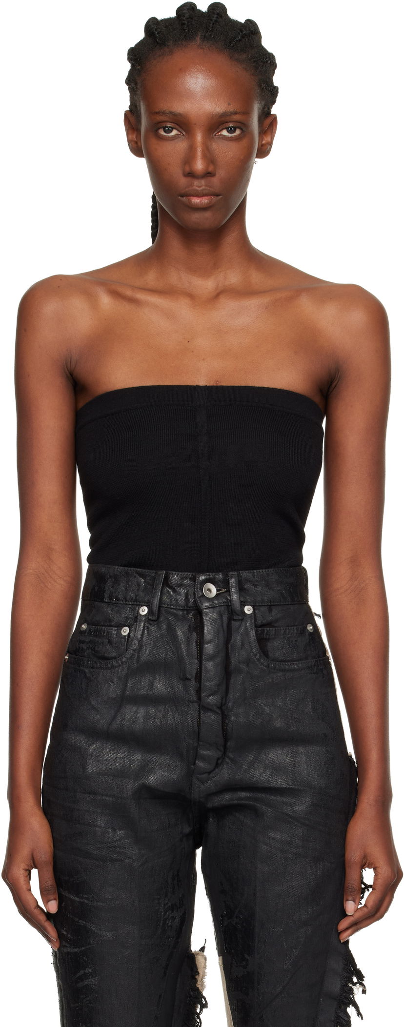 Tanktop Rick Owens Rick Owens Concordians Runway Ribbed Tube Top Sort | RO02E4674 WS
