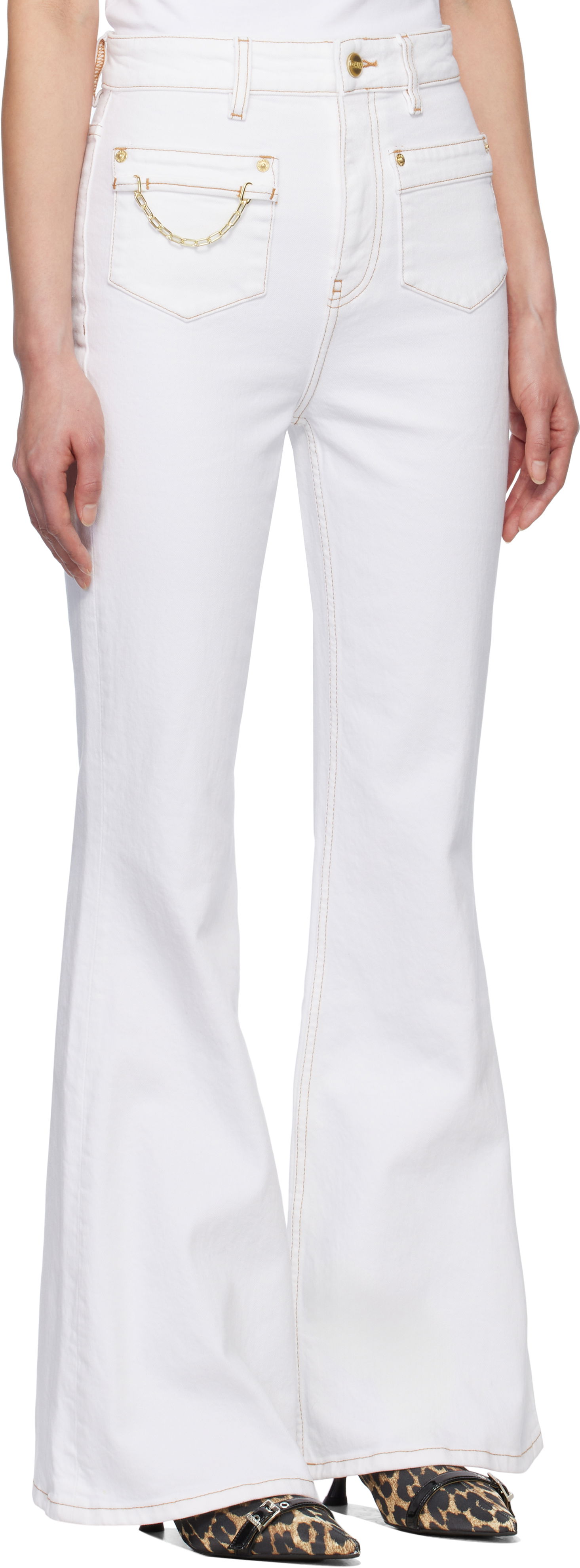 Jeans GANNI GANNI Goddi HW Flare Jeans Hvid | J1659, 1