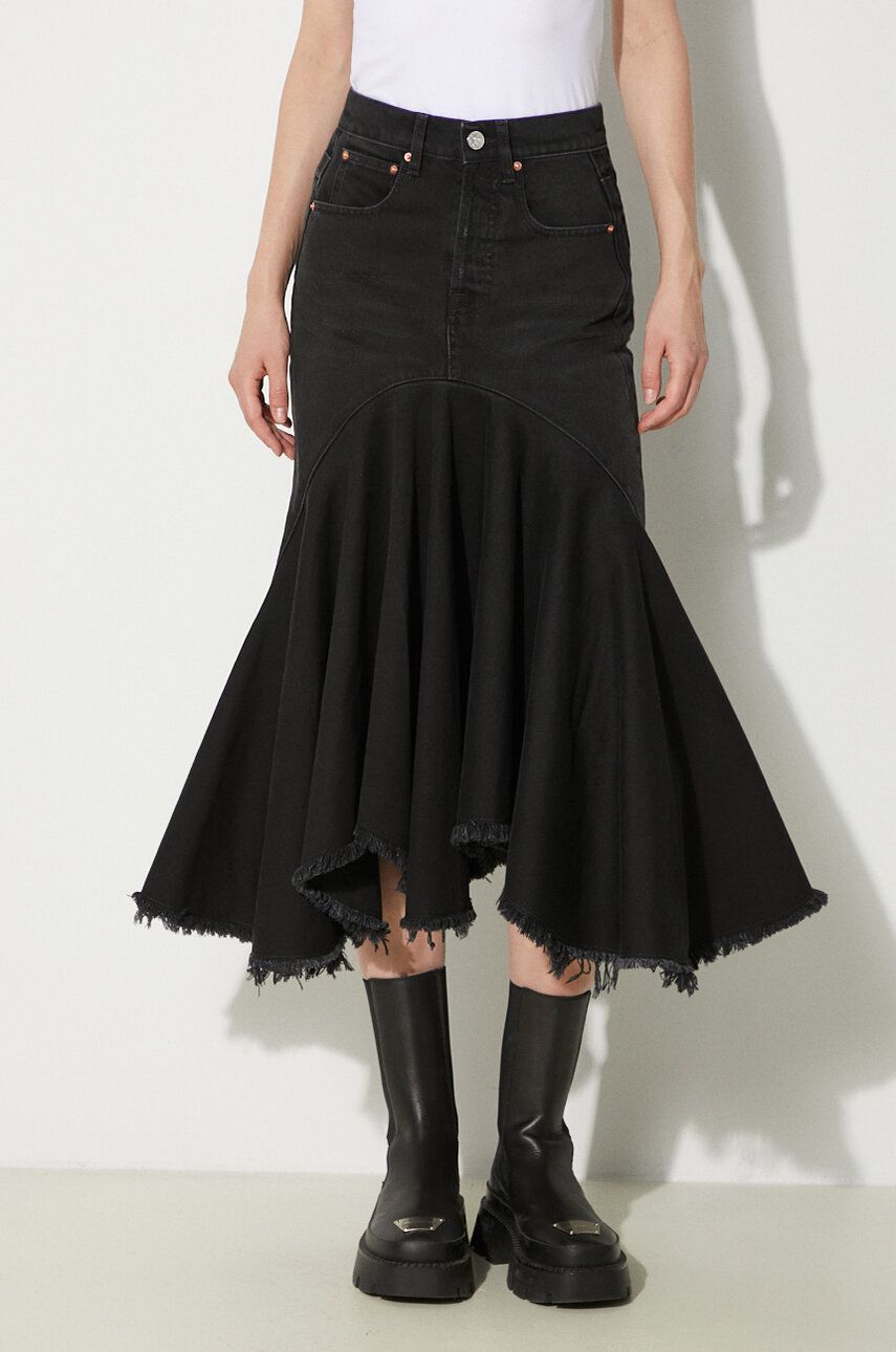 Nederdel VETEMENTS VETEMENTS Denim Midi A-Line Skirt Sort | WE64SK700B, 0