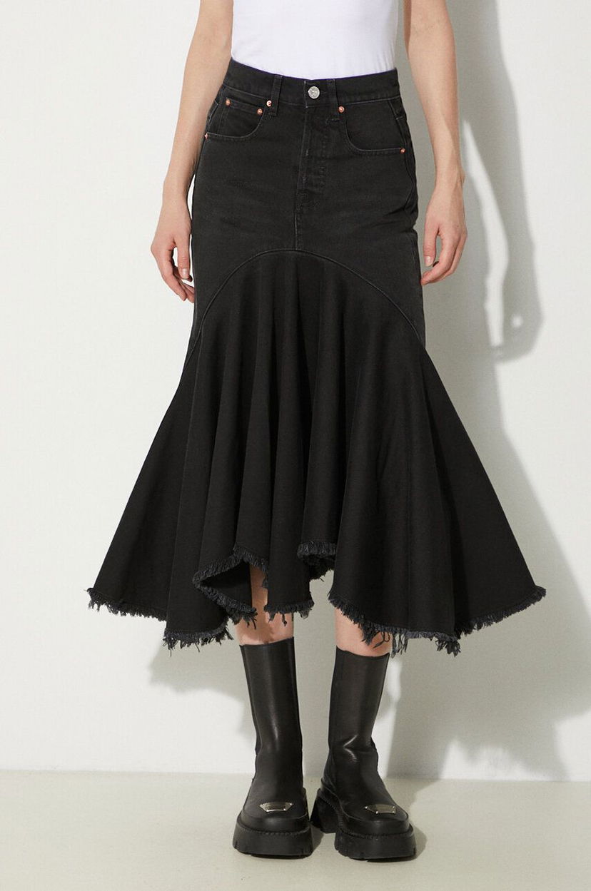 Nederdel VETEMENTS VETEMENTS Denim Midi A-Line Skirt Sort | WE64SK700B
