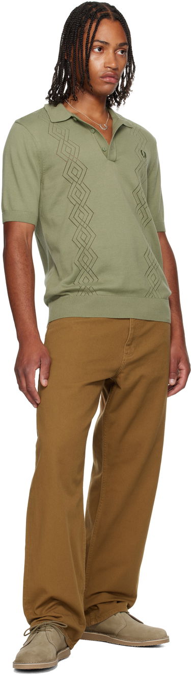 Polo skjorte Fred Perry Fred Perry Knitted Pointelle Polo Grøn | K9749, 3
