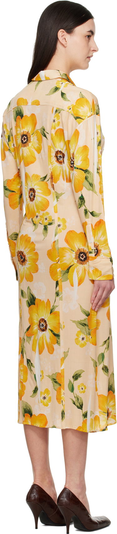 Kjole Acne Studios Acne Studios Button-Up Floral Print Midi Dress Gul | A20803-, 2