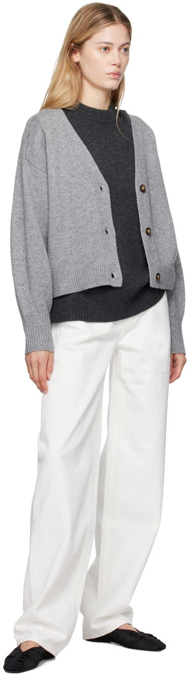 Sweater Loulou de Saison Loulou de Saison Zanzibar Cardigan Grå | ZANZIBAR, 3