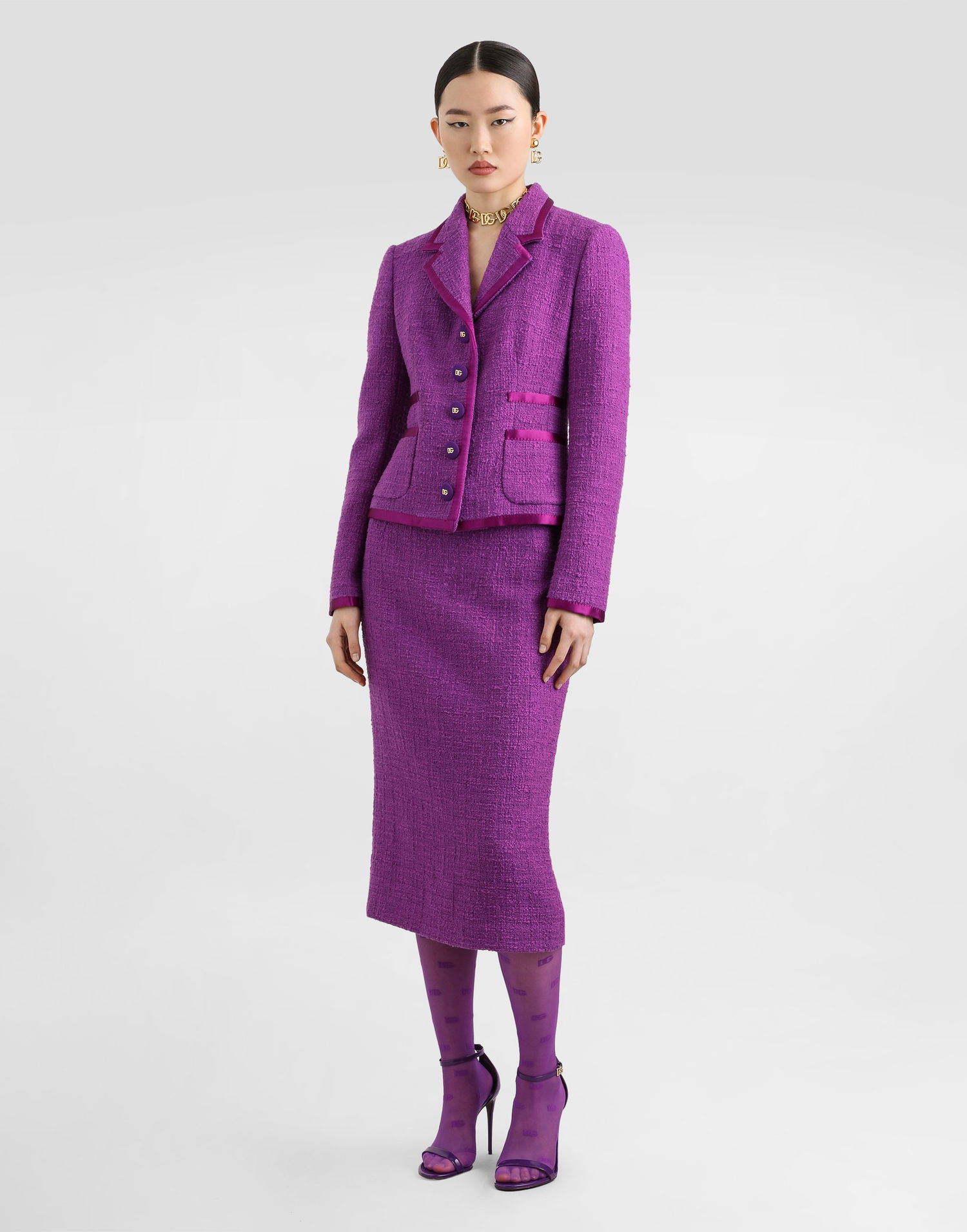 Nederdel Dolce & Gabbana Dolce & Gabbana Rachel Tweed Pencil Skirt Lilla | F4BBPTFMTACF0571, 1