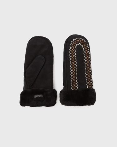 Handsker UGG Embroidered Sheepskin Mittens Sort | 100907-BLK, 4